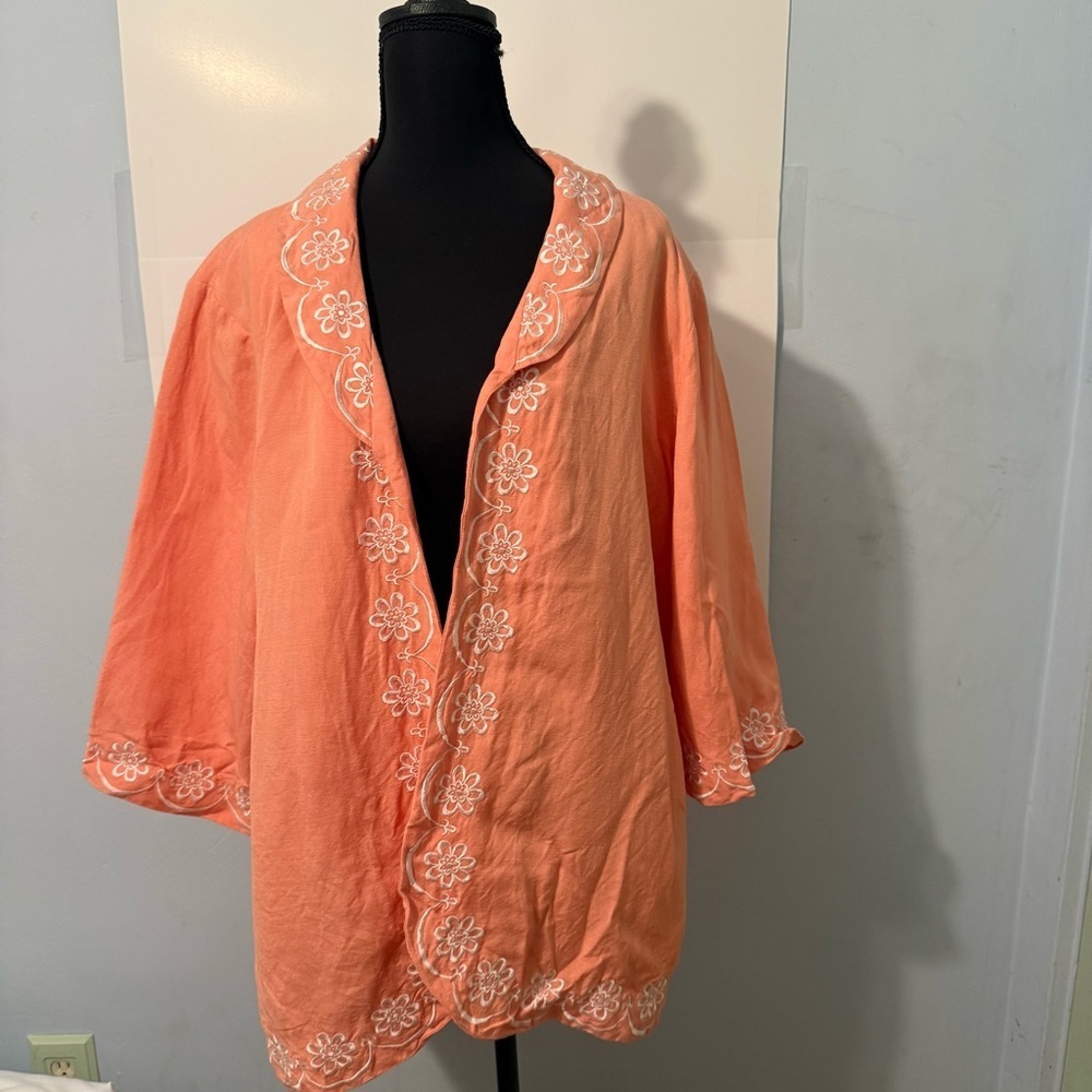 Bob Mackie Wearable Art Blazer Peach Blazer linen blend